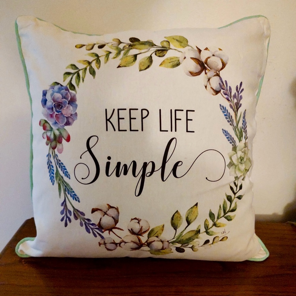 Floral Decorative Pillow with Inspirational Quote